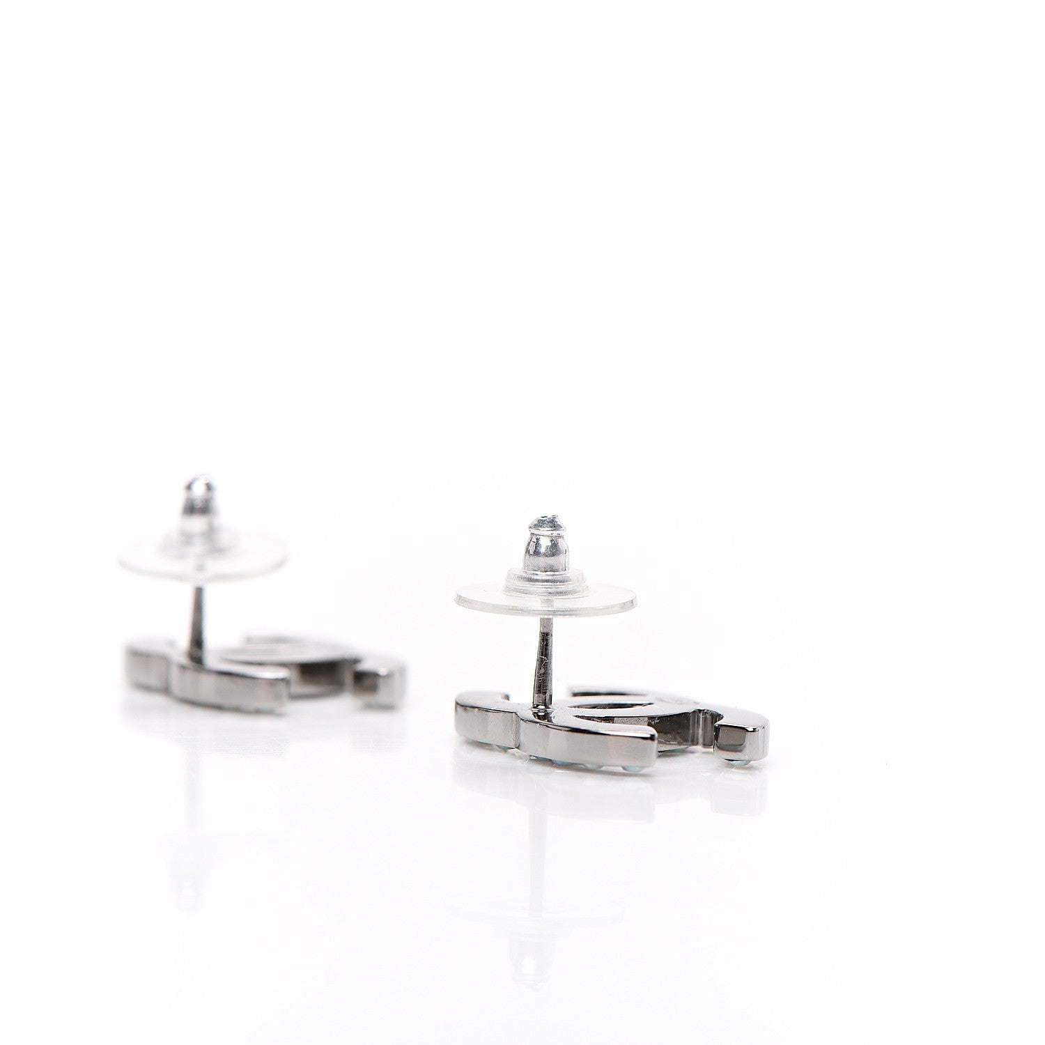 Chanel Iridescent Crystal CC Earrings Silver Multicolor 3 of 5
