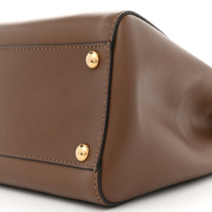 Fendi Vitello Morgan Fabric Jacquard Pequin Peekaboo Iconic Satchel Tobacco Black 10 of 13