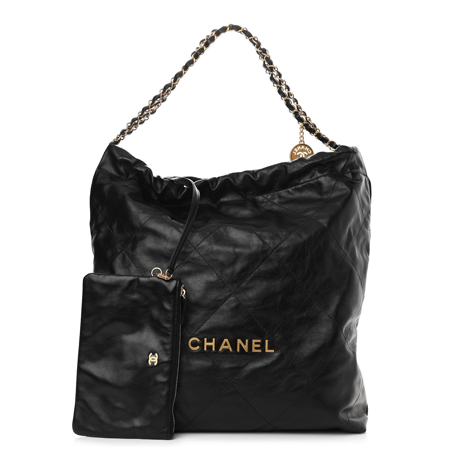 Chanel Shiny Calfskin Quilted Large Chanel 22 Black 1 of 11