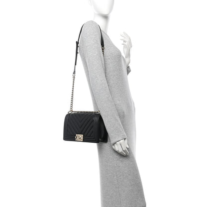 Chanel Lambskin Chevron Quilted Medium Boy Flap Black 2 of 10