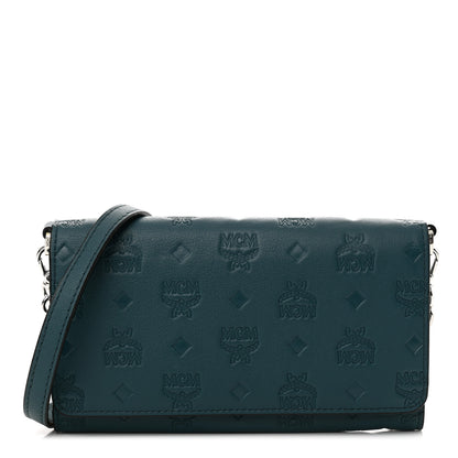 MCM Calfskin Ottomar Wallet On Chain Teal 1 of 10