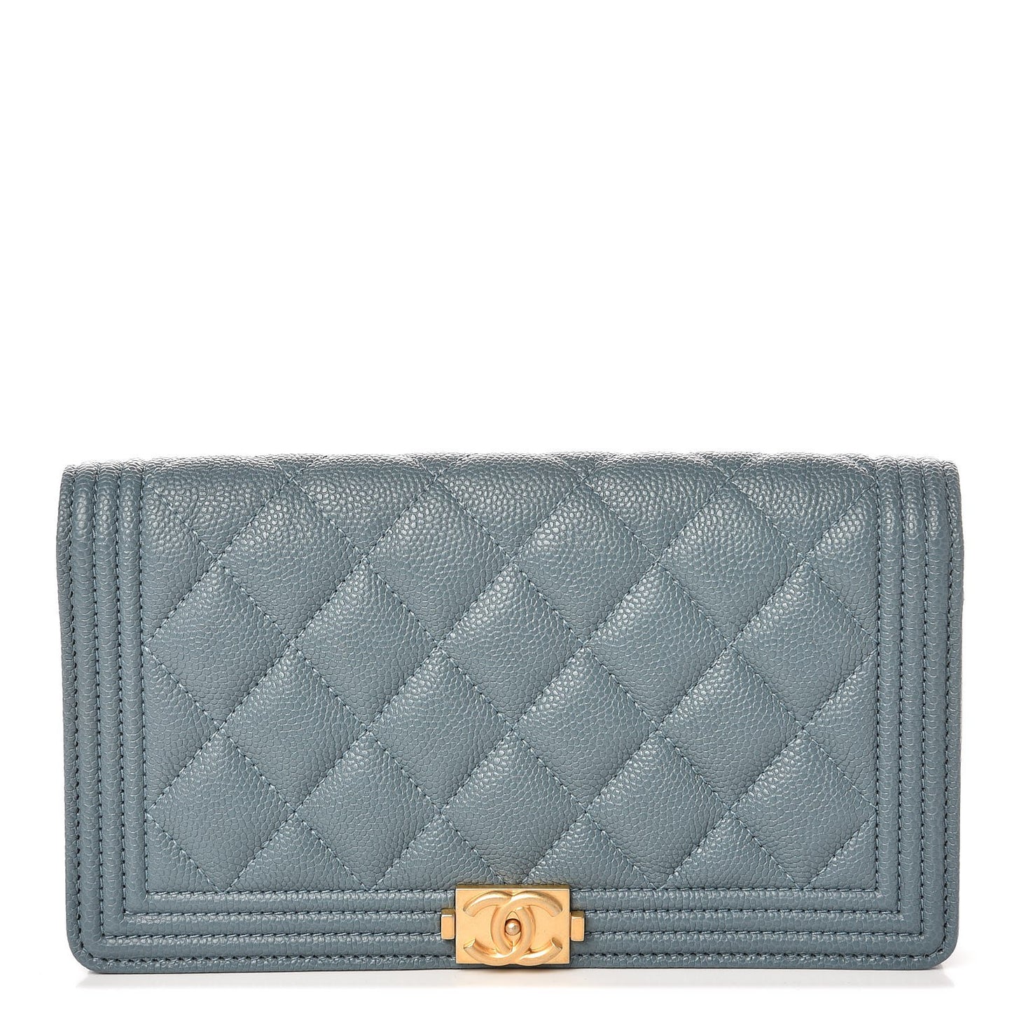 Caviar Quilted Boy Yen Wallet Blue