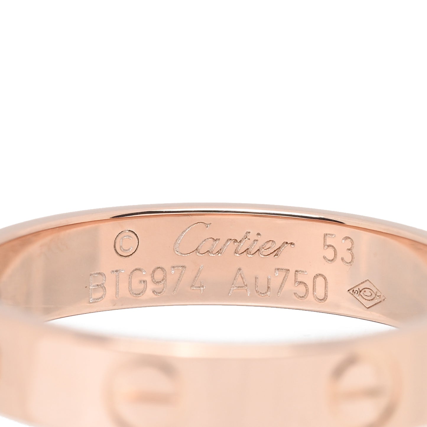 18K Pink Gold 3.5mm LOVE Wedding Band Ring 53 6.5