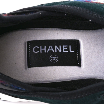 Chanel Fabric Suede Calfskin CC Sneakers 41 Blue Black Dark Green 7 of 8