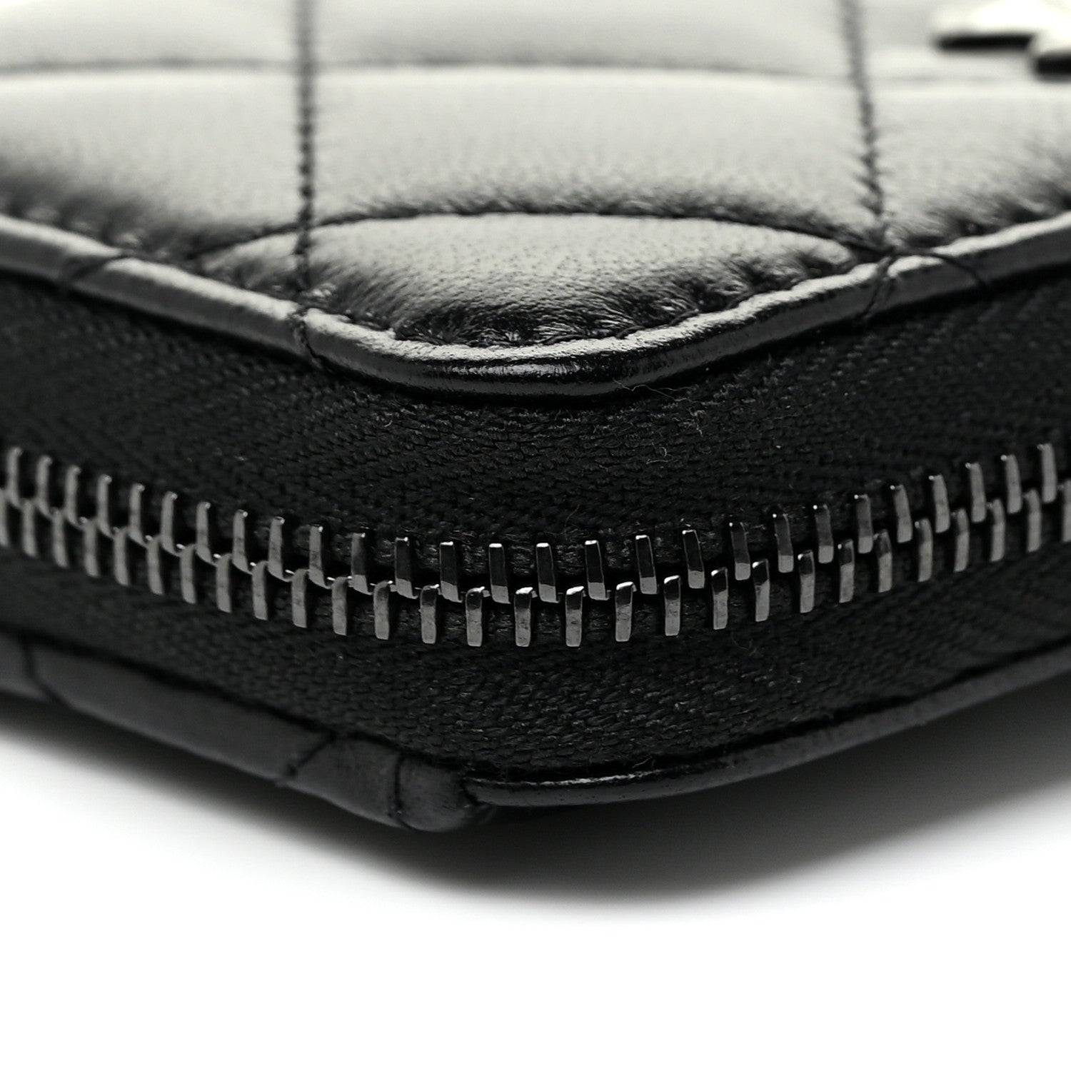 Chanel Lambskin Quilted Zip Coin Purse So Black 7 of 15