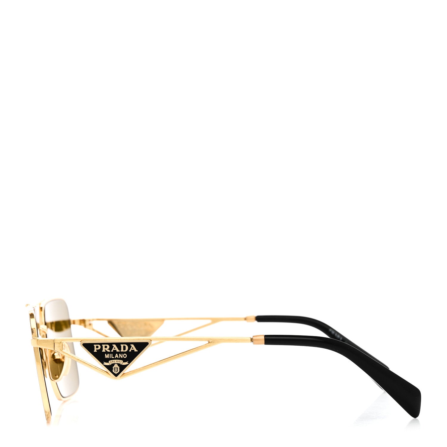Prada Metal Symbole Triangle Logo Sunglasses SPR A52 Gold Black 3 of 7