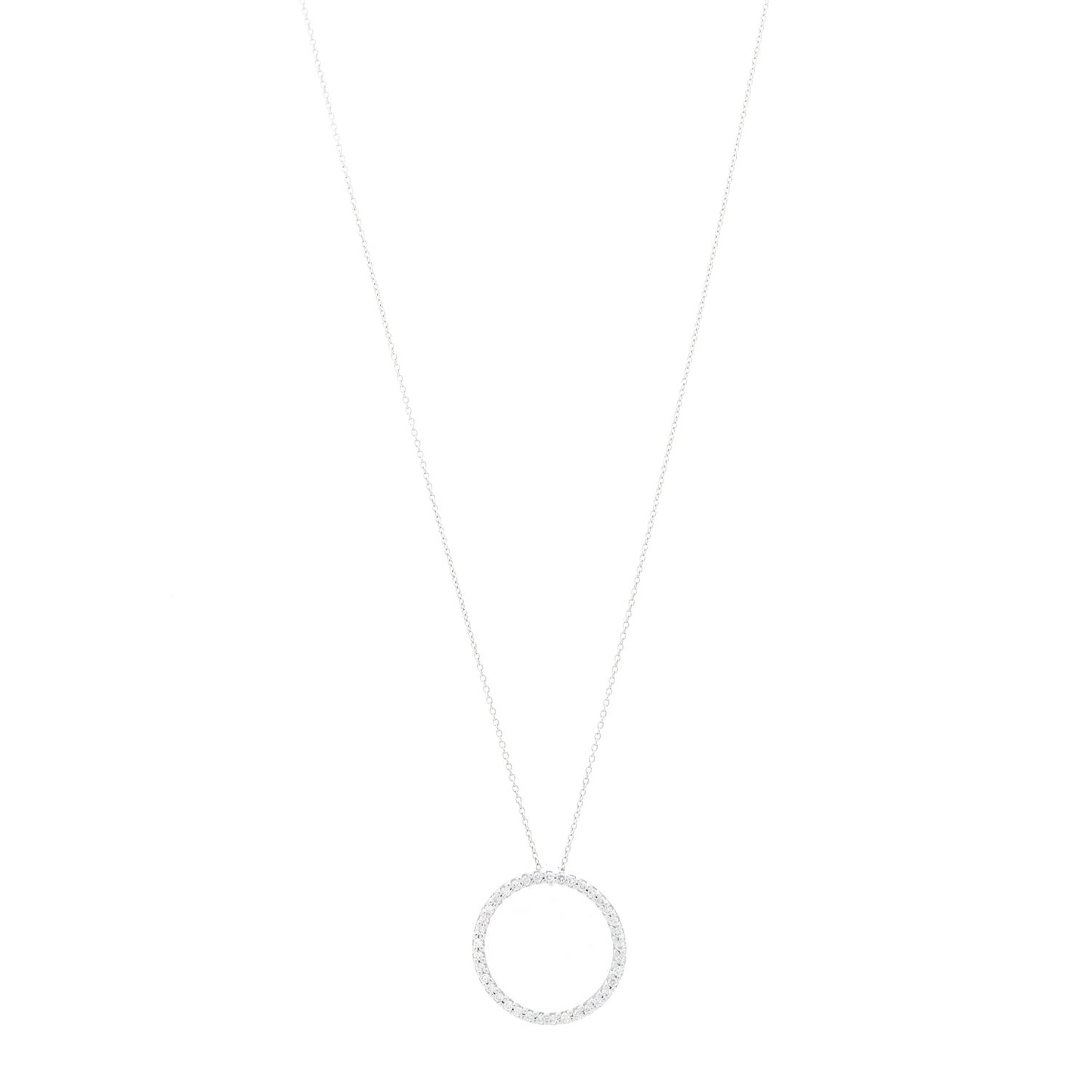 18K White Gold Diamond Medium Tiny Treasures Circle Pendant Necklace