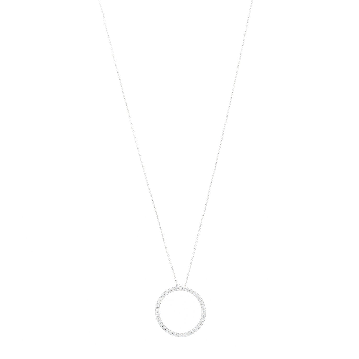 Roberto Coin 18K White Gold Diamond Medium Tiny Treasures Circle Pendant Necklace 1 of 8