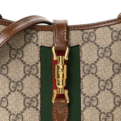 Gucci GG Supreme Monogram Azalea Calfskin Web Mini Jackie 1961 Hobo Beige Ebony Brown Sugar 8 of 10