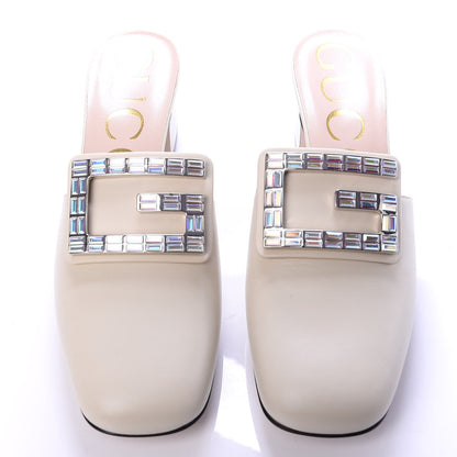 Gucci Malaga Kid Crystal Square G Madelyn Mules 36.5 Vintage White 5 of 11