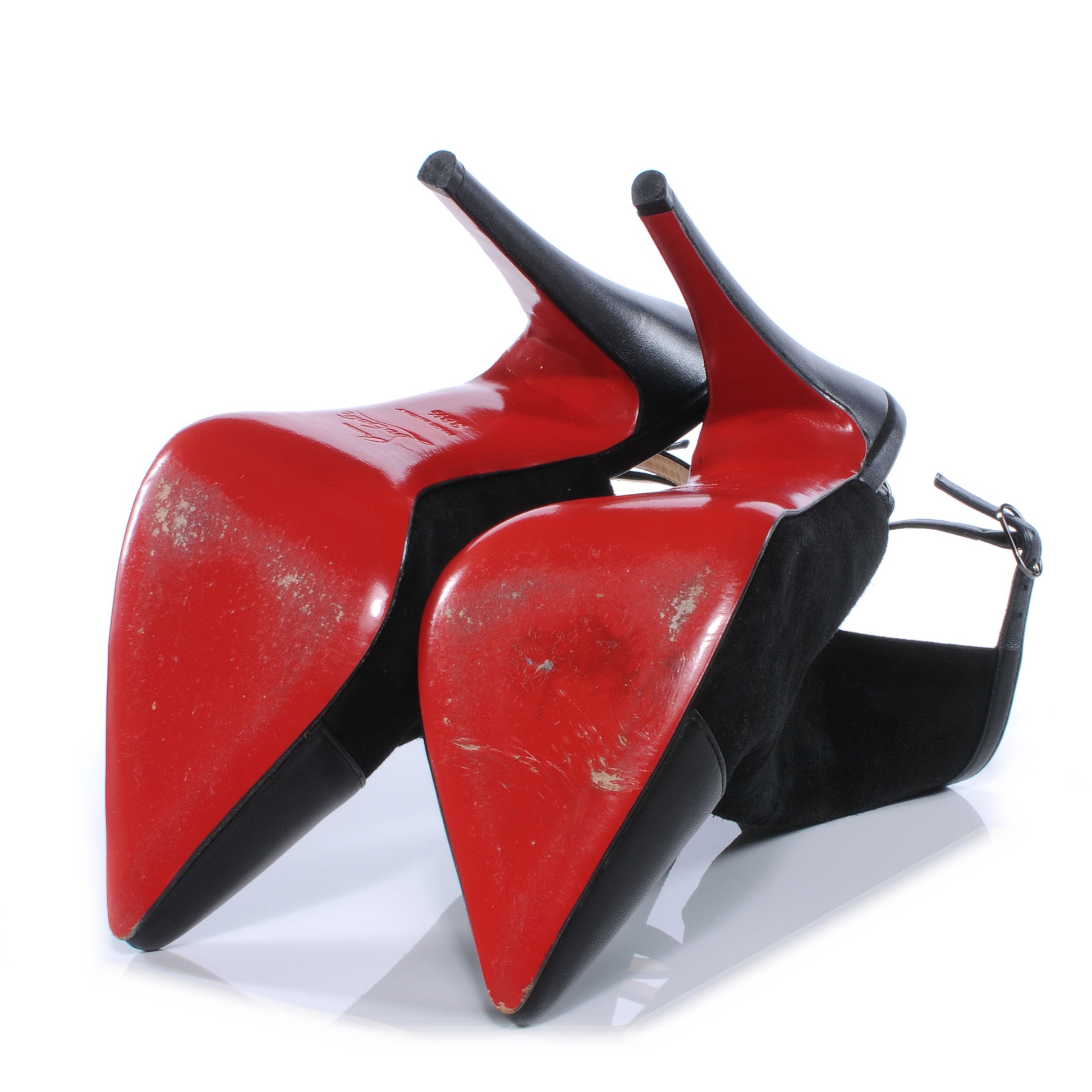 Christian Louboutin Suede Lynn 150 Backless Boots Heels 38.5 Black 4 of 6