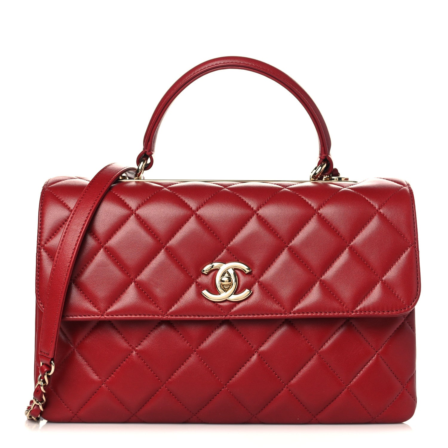 Chanel Lambskin Quilted Medium Trendy CC Flap Dual Handle Bag Red 1 of 9