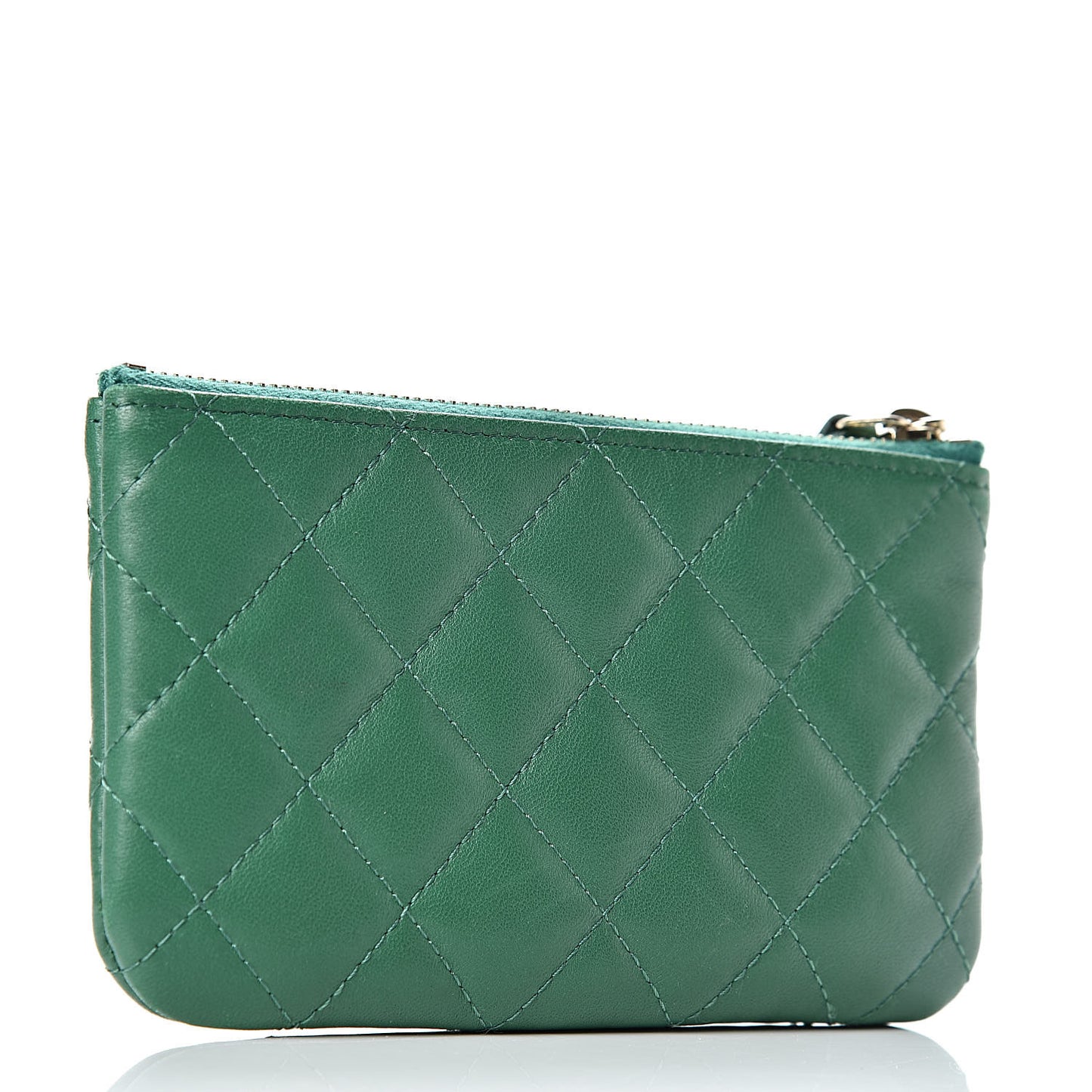 Lambskin Quilted Small Casino Cosmetic Case Green