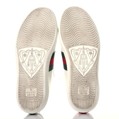Gucci Calfskin Ayers Bee Embroidered Womens Ace Sneakers 35 White Green 6 of 9
