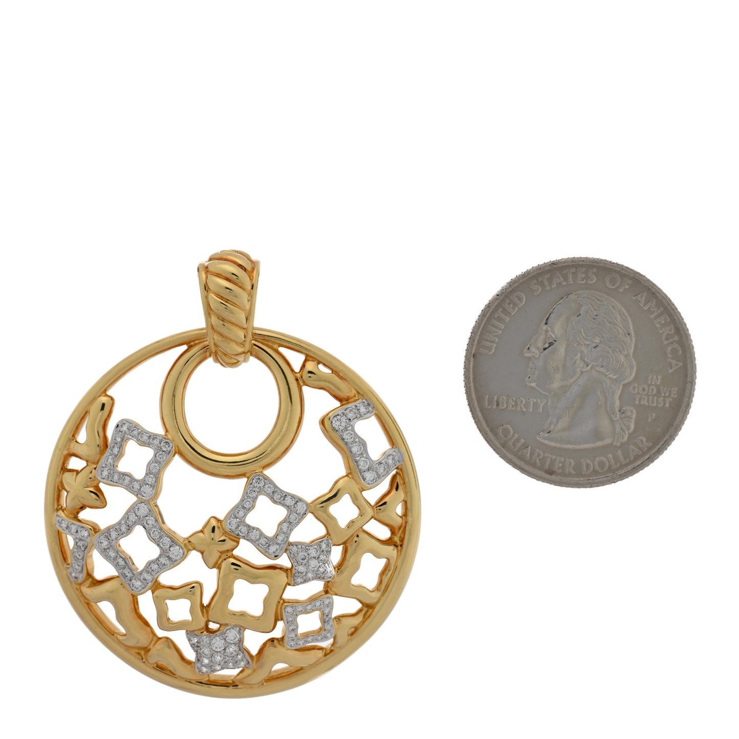 18K Yellow Gold Diamond Quatrefoil Pendant