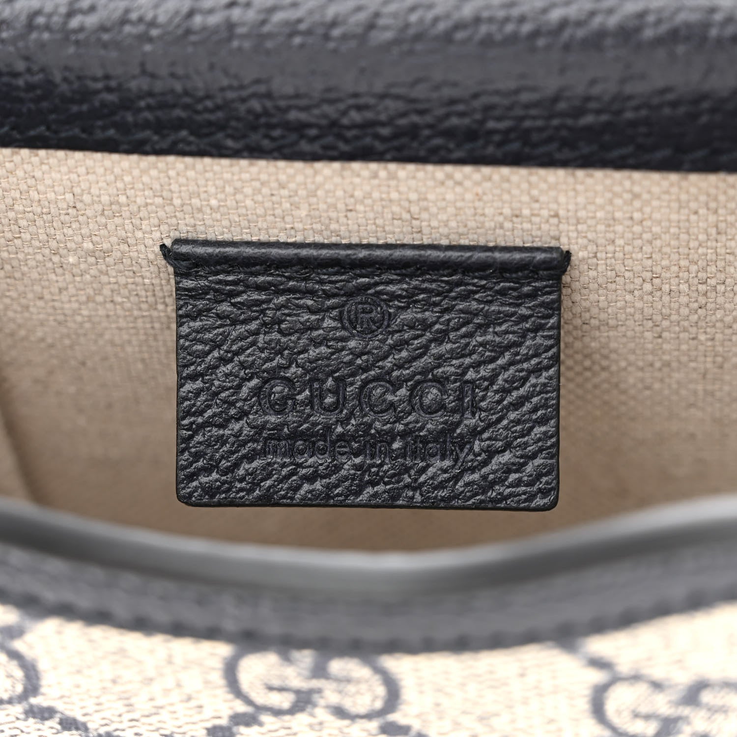Gucci GG Supreme Monogram Textured Dollar Calfskin Mini Horsebit 1955 Crossbody Bag Beige Blue 6 of 10