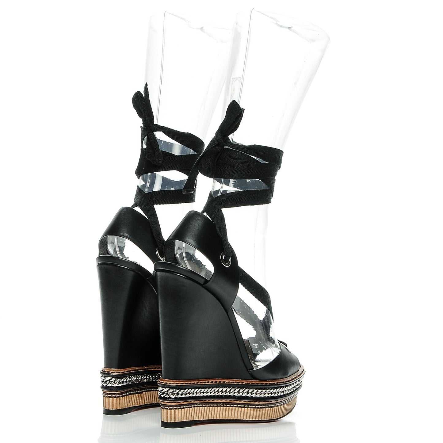 Shiny Calfskin Tribuli 140 Wedge Sandals 39 Black