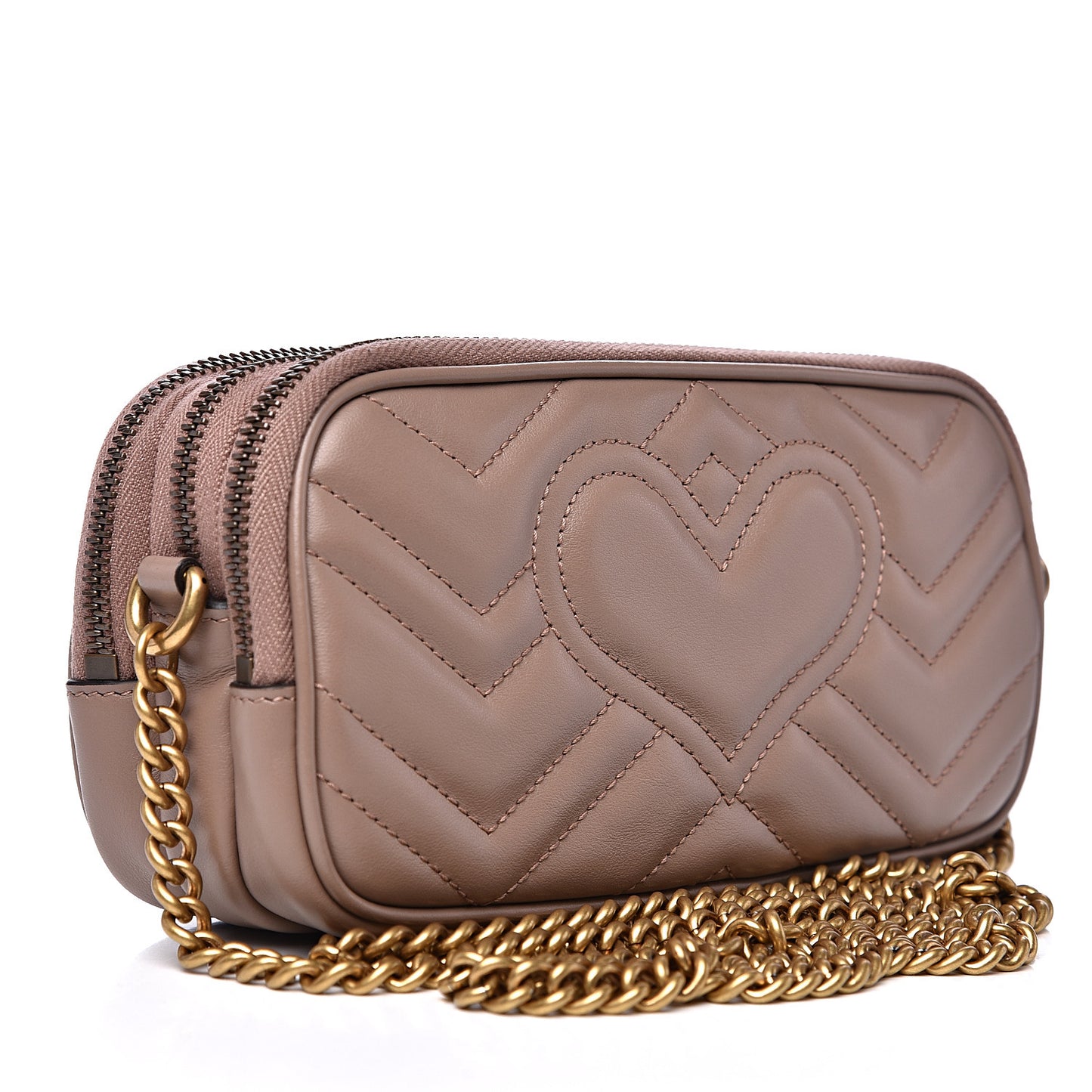 Calfskin Matelasse Mini GG Marmont Chain Crossbody Bag Porcelain Rose
