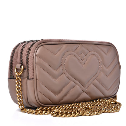 Gucci Calfskin Matelasse Mini GG Marmont Chain Crossbody Bag Porcelain Rose 2 of 12