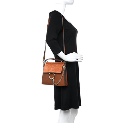 Chloe Suede Calfskin Small Faye Top Handle Bag Tobacco 2 of 11