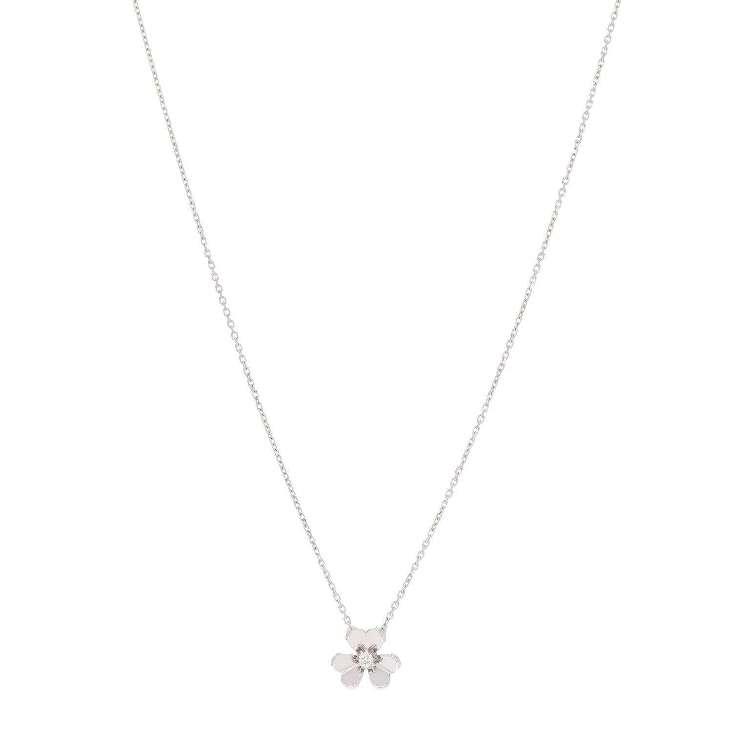 Van Cleef & Arpels 18K White Gold Diamond Mini Frivole Pendant Necklace 1 of 7