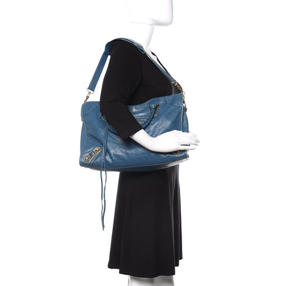 Balenciaga Agneau Arena Gold Hardware Metallic Edge City Bleu Abysse 2 of 10