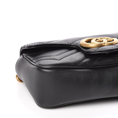 Gucci Calfskin Matelasse Super Mini GG Marmont Shoulder Bag Black 8 of 11