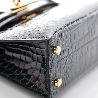 Hermes Shiny Alligator Mini Kelly Sellier 20 Vert Cypress 7 of 30