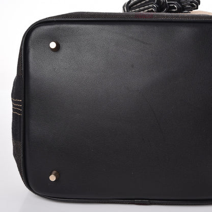 Burberry Canvas Mega Check Medium Ashby Tassel Hobo Black 10 of 11