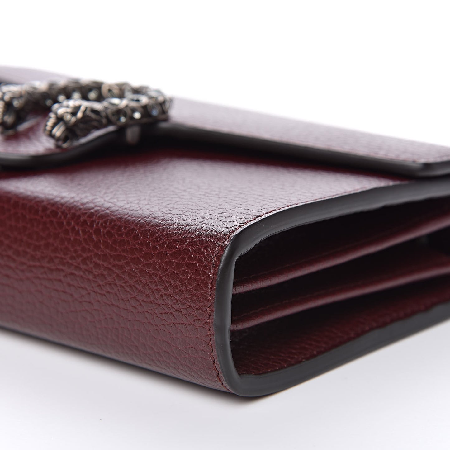 Dollar Calfskin Crystal Mini Dionysus Chain Wallet Vintage Bordeaux