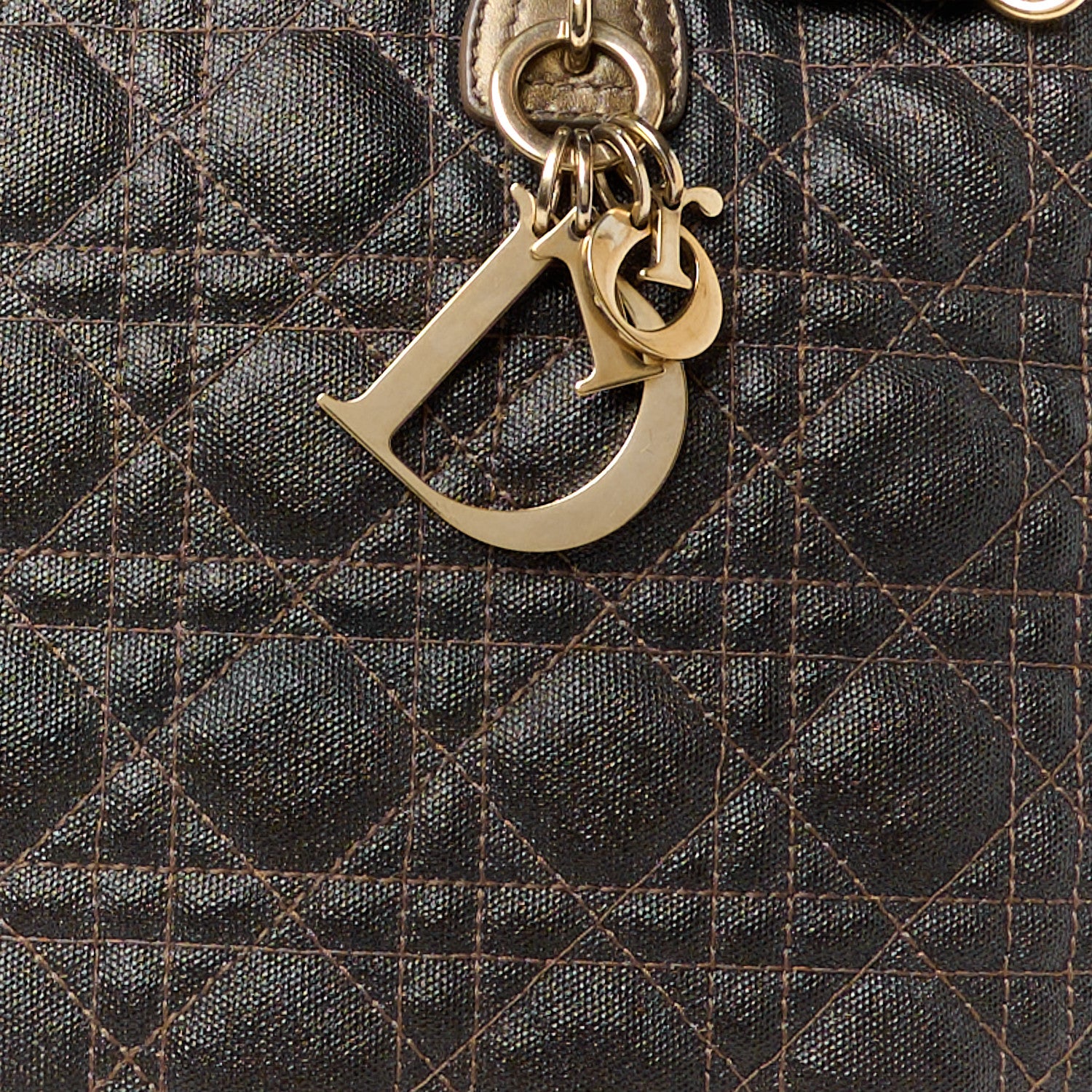 Christian Dior Coated Canvas Cannage Medium Panarea Tote Bronze 9 of 15