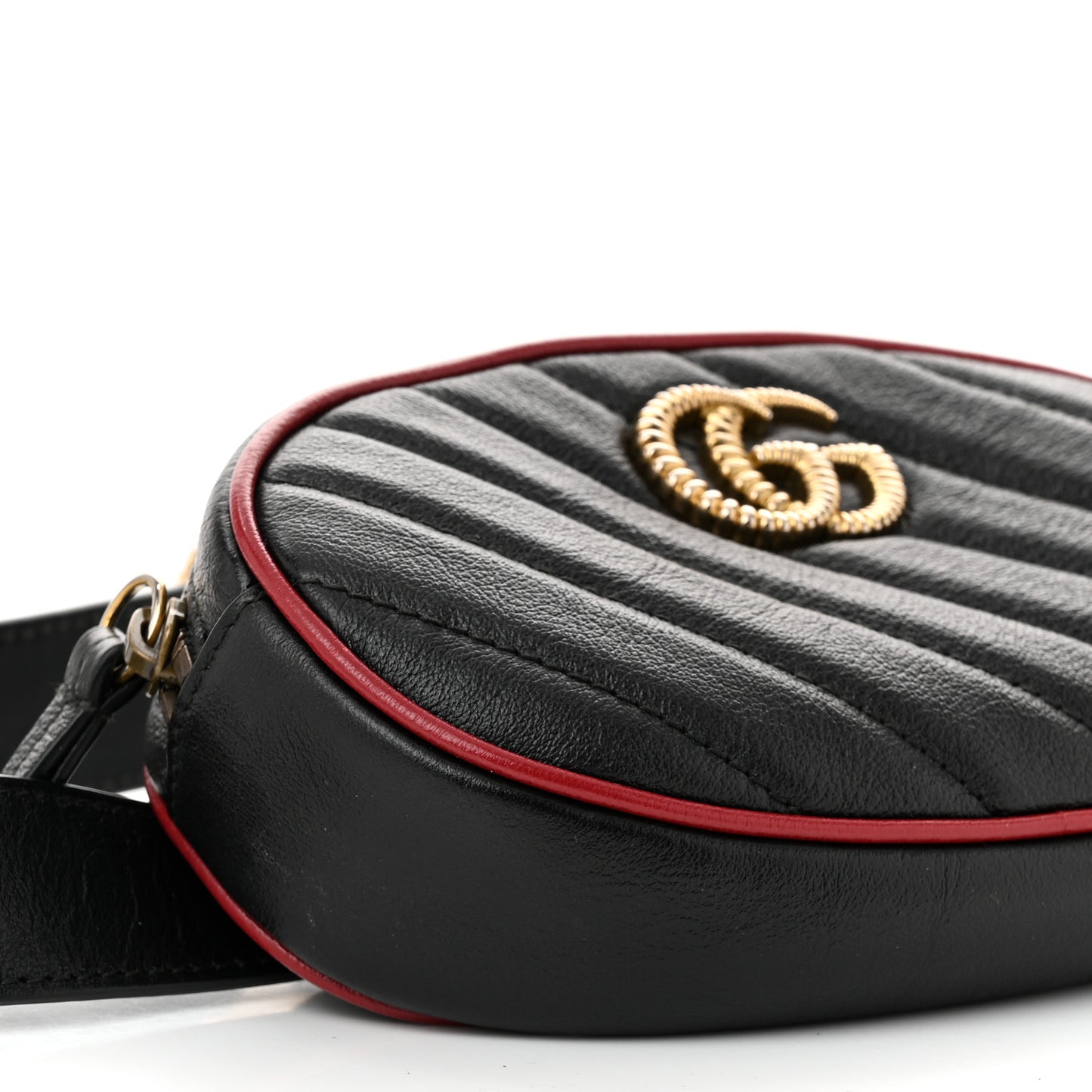 Azalea Calfskin Matelasse Diagonal Torchon GG Marmont Belt Bag 75 30 Black Romantic Cerise