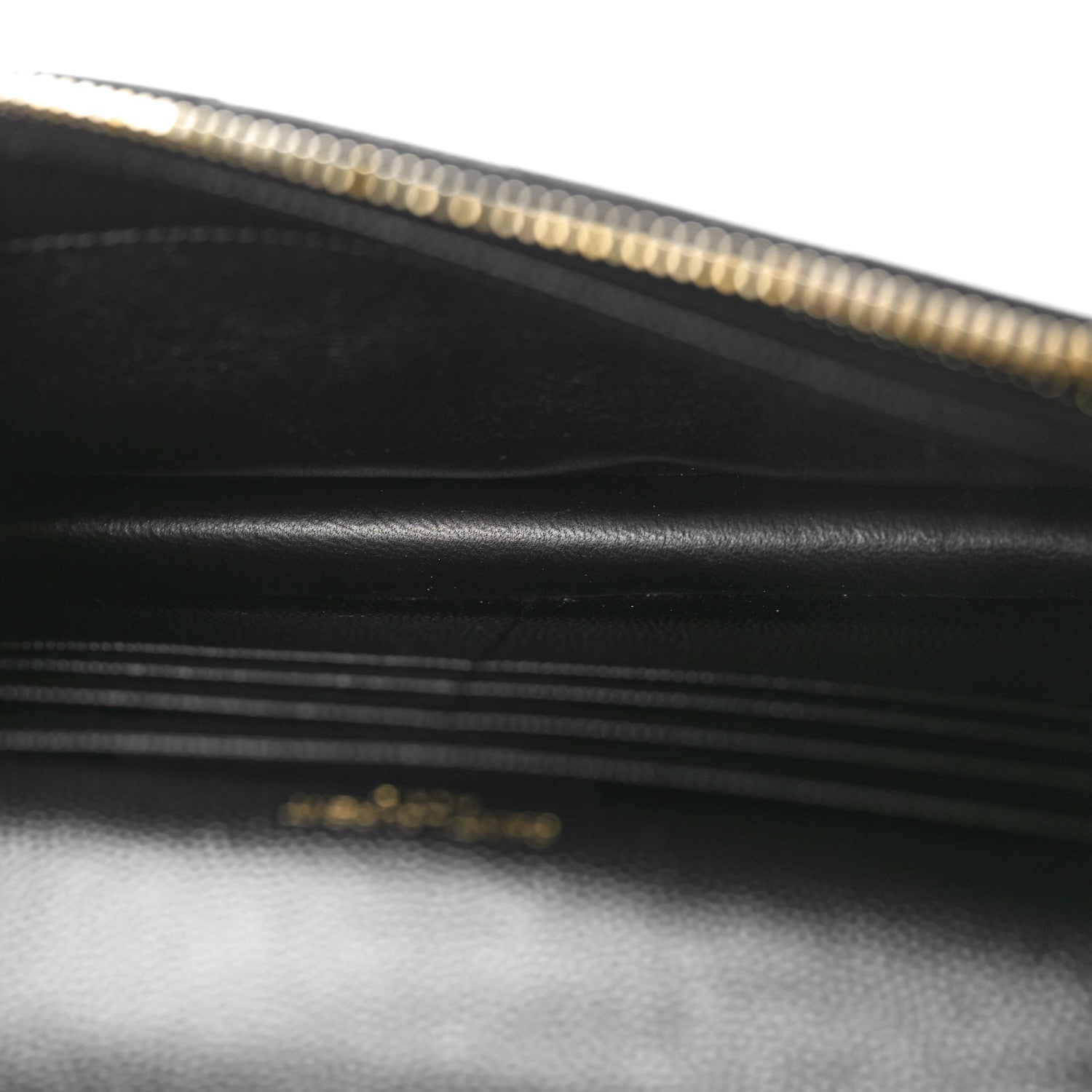 Saint Laurent Grain De Poudre Matelasse Chevron Monogram Envelope Chain Wallet Black 5 of 9