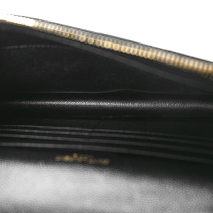 Saint Laurent Grain De Poudre Matelasse Chevron Monogram Envelope Chain Wallet Black 5 of 9