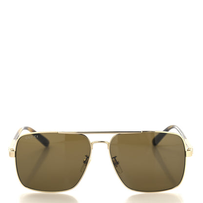 Gucci Metal Rectangular Frame Sunglasses GG1289S Gold Havana 2 of 6