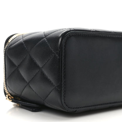 Chanel Lambskin Quilted Small Top Handle Vanity Case With Chain Black 11 of 12