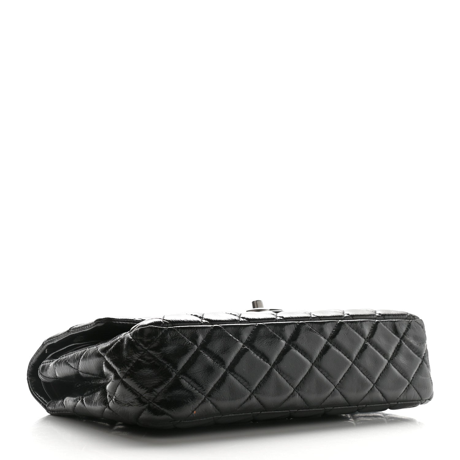 Chanel Distressed Patent Quilted Medium Double Flap Black 4 of 12