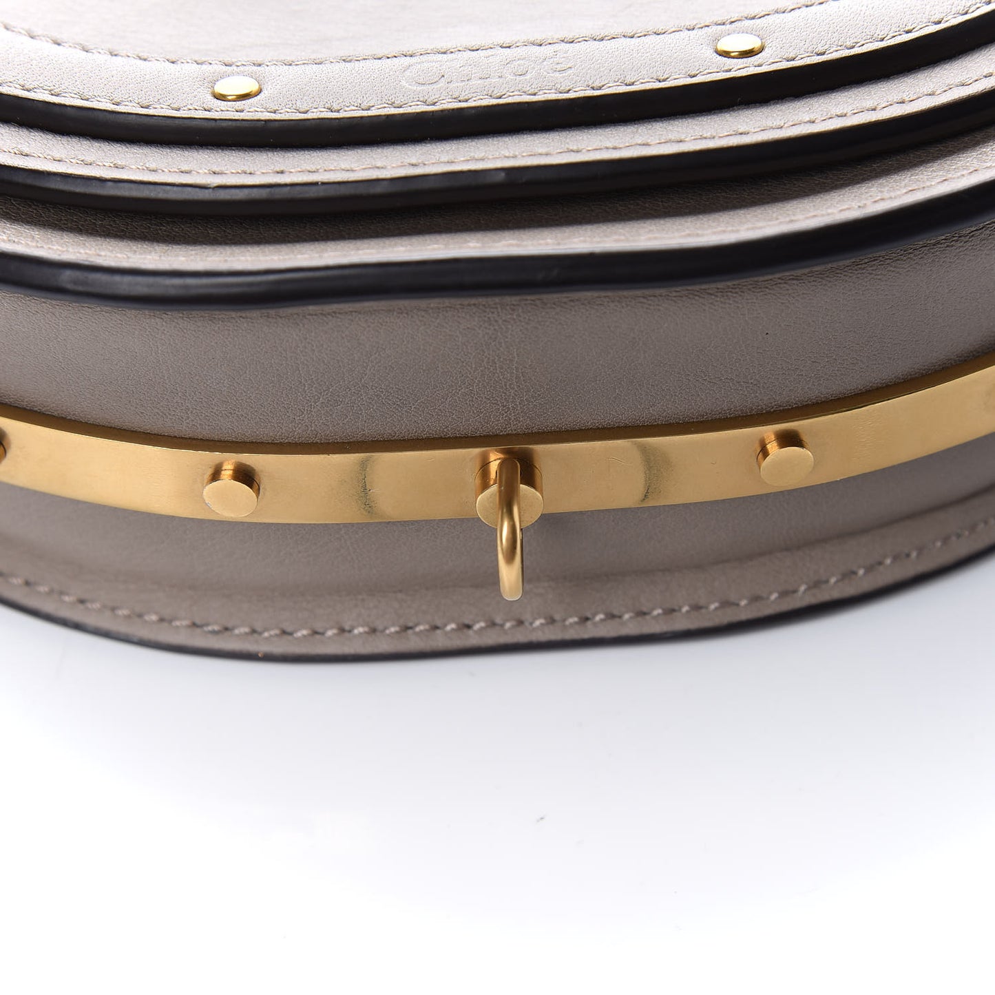 Calfskin Small Nile Bracelet Minaudiere Bag Motty Grey