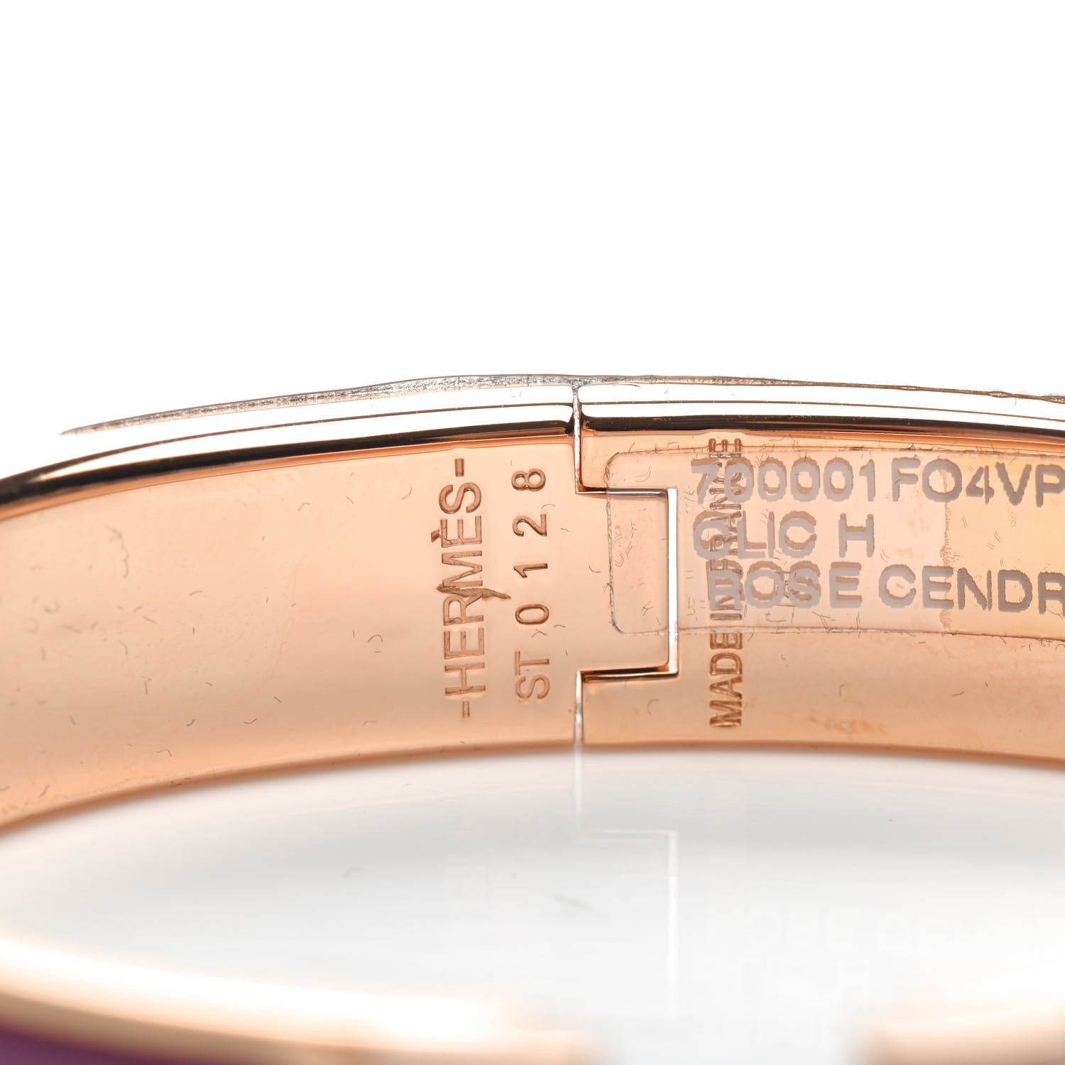Hermes Enamel Narrow Clic Clac H Bracelet PM Rose Cendre 4 of 5