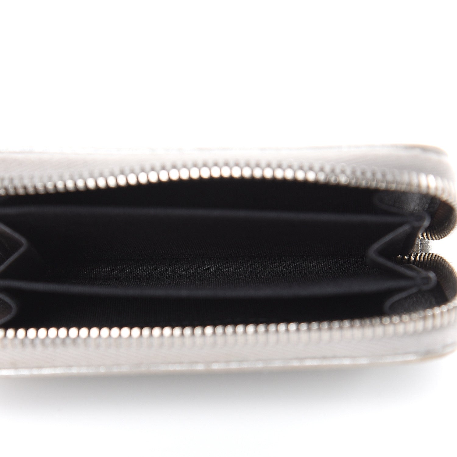 Chanel Metallic Calfskin Timeless Zip Coin Purse Silver Black 5 of 10