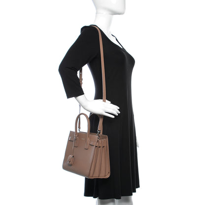 Saint Laurent Grained Calfskin Baby Sac De Jour Taupe 2 of 12