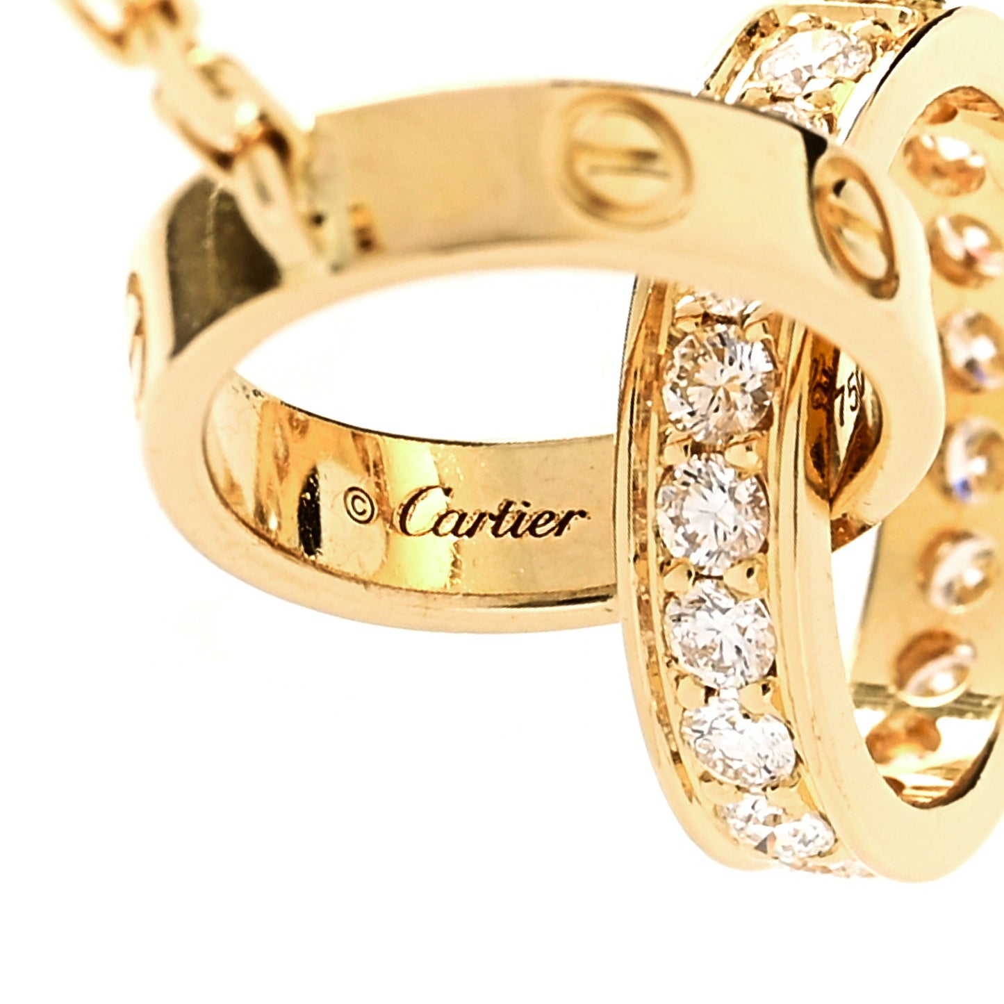 18K Yellow Gold Diamond Interlocking LOVE Necklace