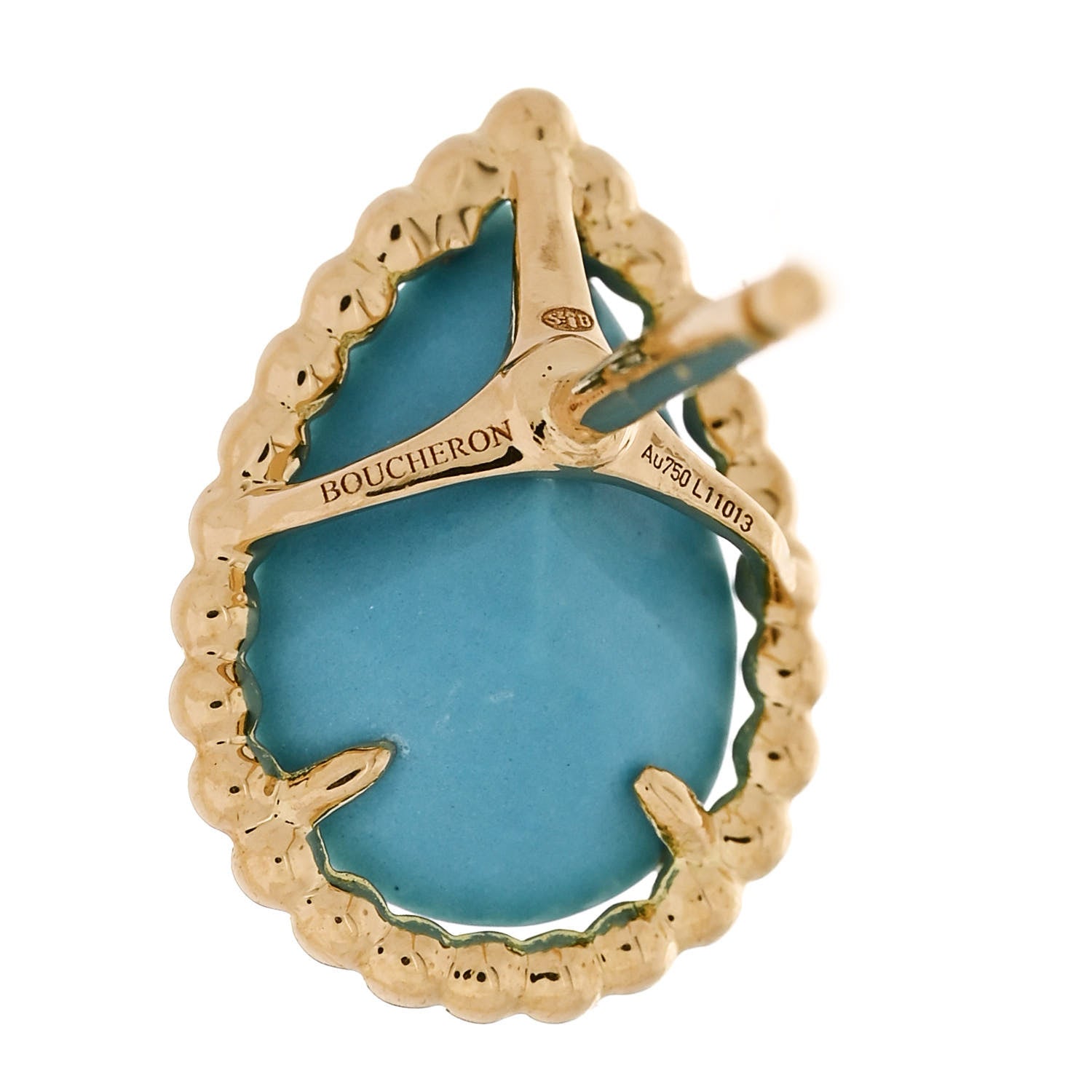 Boucheron 18K Yellow Gold Turquoise Serpent Boheme Stud Earrings 4 of 7