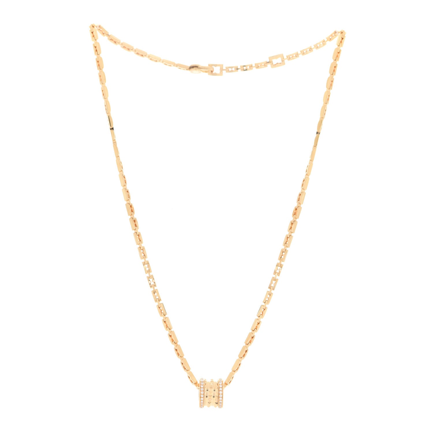 Bulgari 18K Yellow Gold Diamond .29ctw B.Zero1 Rock Pendant Necklace 3 of 8
