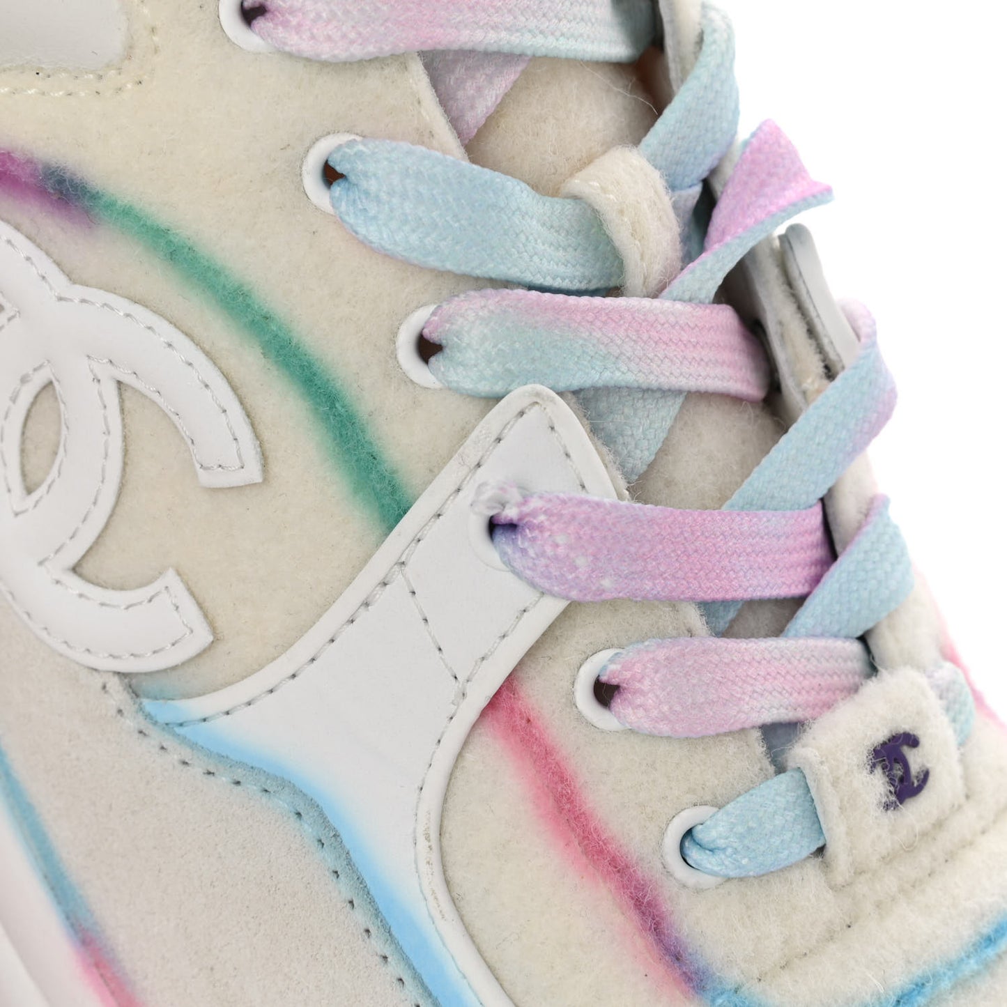Wool Suede Calfskin CC Sneakers 37.5 Multicolor