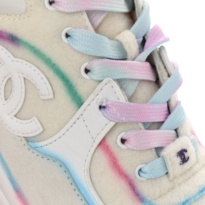 Chanel Wool Suede Calfskin CC Sneakers 37.5 Multicolor 9 of 10