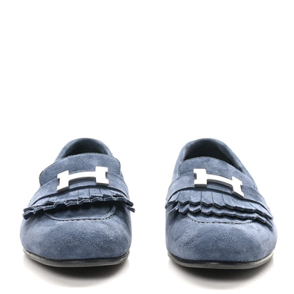 Hermes Suede Goatskin Womens Royal Loafers 35.5 Bleu Celeste 3 of 10