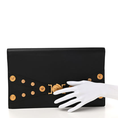Versace Calfskin Medallion Tribute Clutch Black 2 of 10