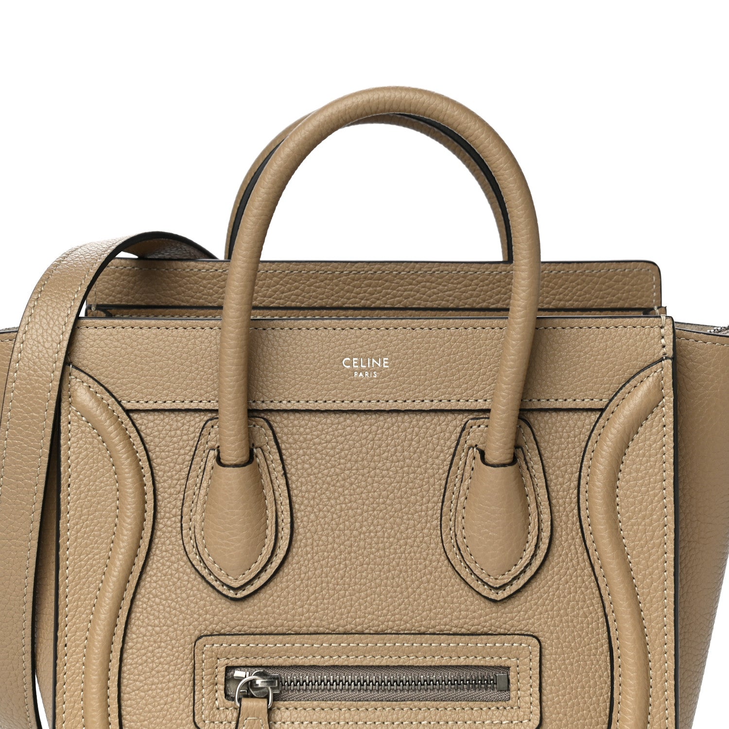 Celine Drummed Calfskin Nano Luggage Dune 8 of 10