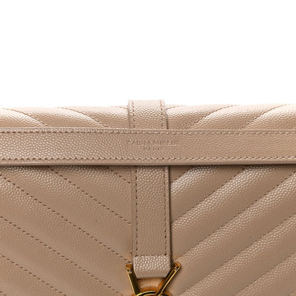 Saint Laurent Grain De Poudre Large Tri-Quilt Monogram Satchel Dark Beige 10 of 14